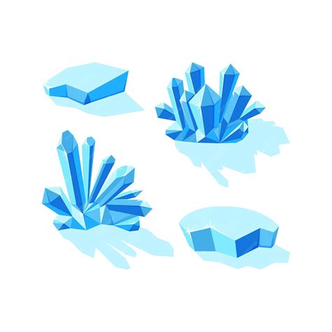 Premium Vector Ice Crystals And Icebergs Isolated In White Background