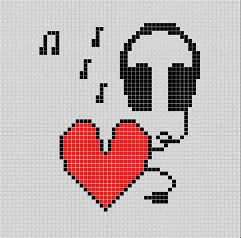 I Love Music Yo Amo La Música Pixel Art Patterns Graph Paper