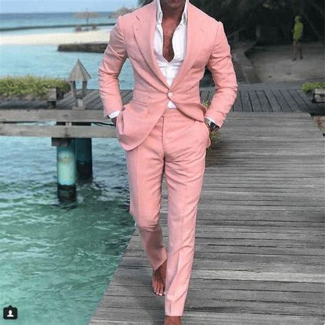 2020 Chic Pink One Button Mens Prom Suits Notched Lapel Groomsmen