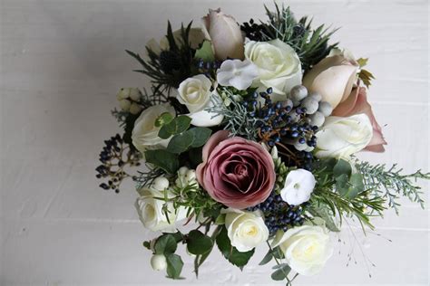 The Flower Magician Winter Hedgerow Gathered Wedding Bouquet