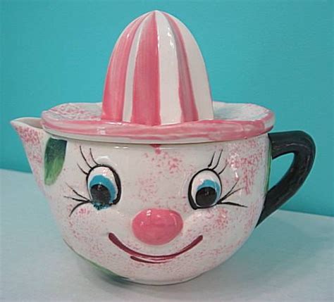 Vintage 1940s Childs Juice Reamer Pink Fruit Figural Smiley Face