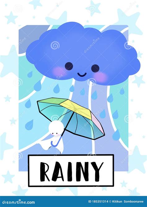 Rainy Weather Flashcard Collection For Preschool Kid Learning English