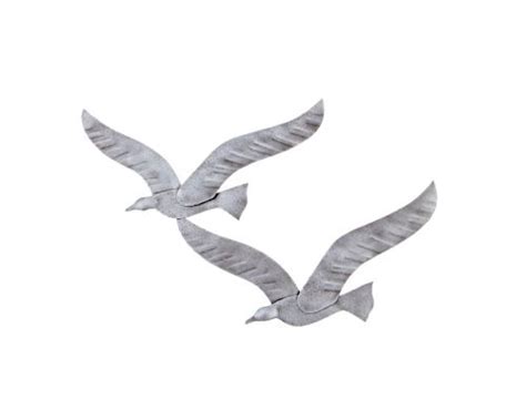 Flying Seagulls Handmade Metal Wall Art Sculpture Silver 19 49cm