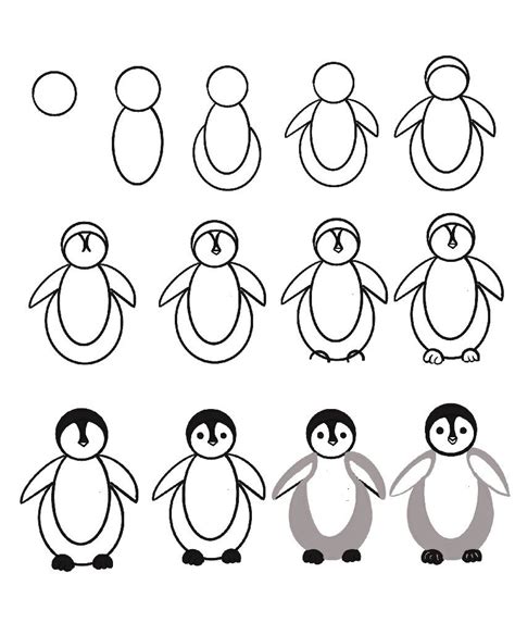 Step By Step Penguin Drawing Penguin Drawing Penguin Drawing Easy