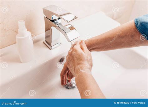 Wash Your Hands With Bacterial Soap Before Eating Stock Image Image