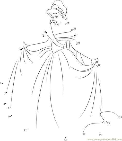 Cinderella Disney Princess Dot To Dot Printable Works