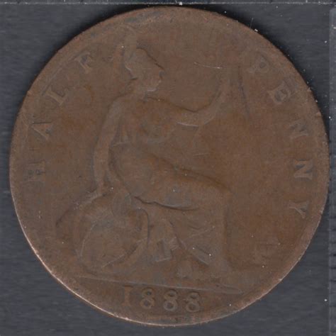 1888 Half Penny Grande Bretagne Monnaie Canada