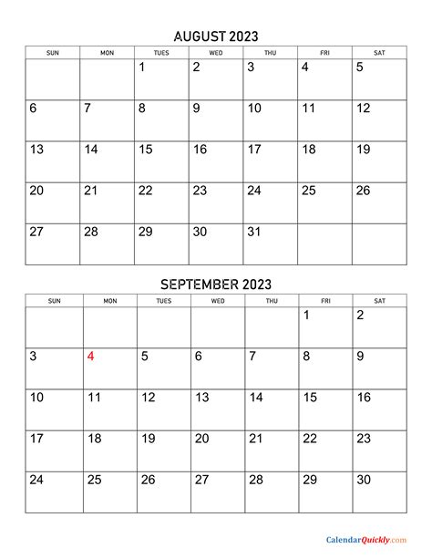 August And September 2023 Calendar Calendar Quickly Printable July