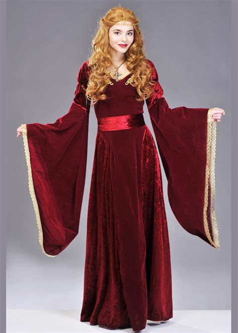 da donna deluxe rossa costume da regina medievale ebay