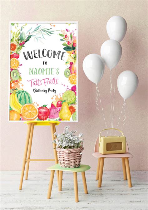 Two Tti Frutti Welcome Sign Tutti Frutti Birthday Invitationtutti