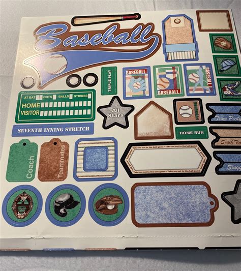 Baseball Scrapbook Pages Stickers And Wood Mounted Stamps Etsy