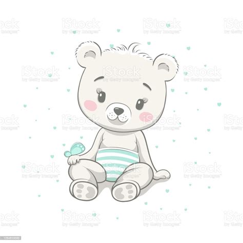 Cute Baby Bear Cartoon Vector Illustration Illustration In Hand Drawing