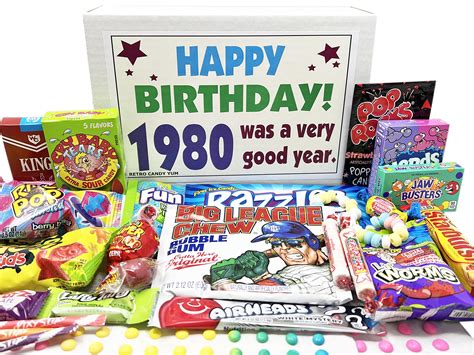 buy retro candy yum ~ 1980 42nd birthday ideas ~ retro decade 80s candy gag t basket box