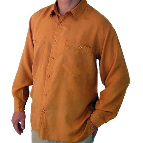 Mens Long Sleeve 100 Silk Shirt Mustard Smlxl Surprisesilk