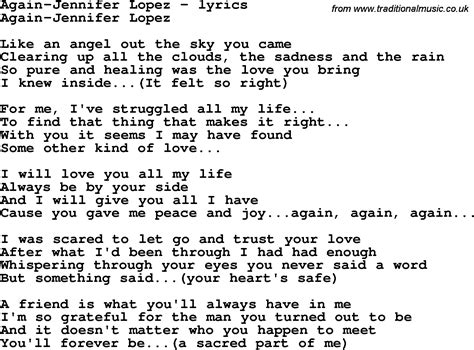Love Song Lyrics Foragain Jennifer Lopez