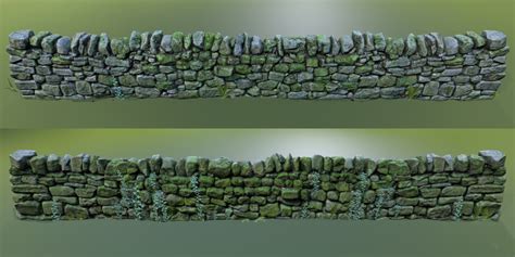 3d Model Stone Wall Vr Ar Low Poly Cgtrader