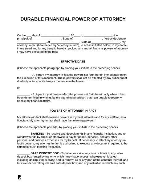 Free Power Of Attorney Poa Form Pdf Word Eforms