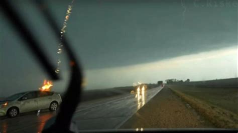 Watch Lightning Strikes Car During Iowa Tornado In Once In A Lifetime