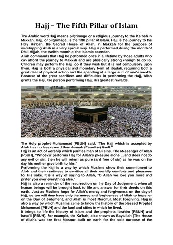 Hajj The Fifth Pillar Of Islam Teaching Resources