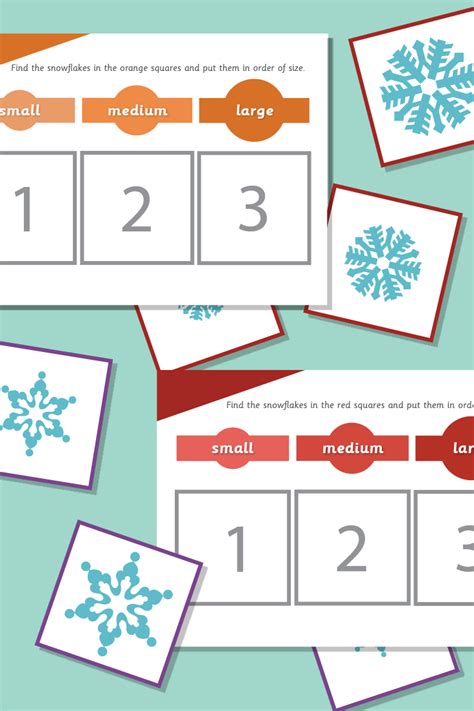 Early Learning Resources Snowflakes Size Sorting Game Activity
