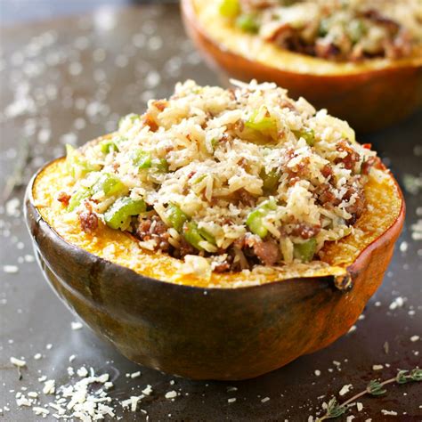 Italian Sausage And Brown Rice Stuffed Acorn Squash The Busy Baker