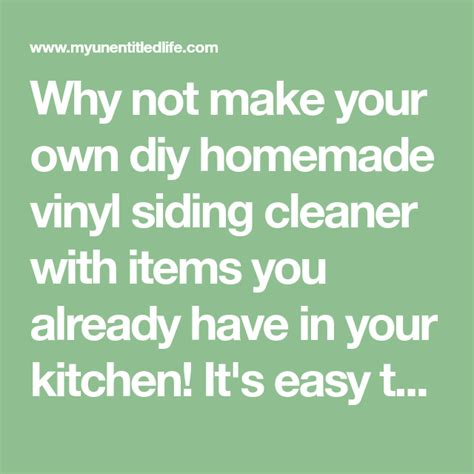 Work in sections, so the cleaning solution doesn't dry on the siding, causing streaks before you have a chance to rinse it off. DIY Vinyl Siding Cleaner | Recipe | Cleaning vinyl siding ...