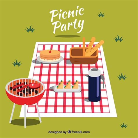 Free Vector Picnic Scene With Barbecue
