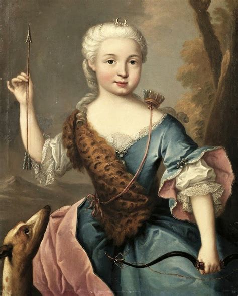 1700s Unknown French Artist Portrait Of A Lady As Diana Goddess Of The Hunt She Wears A