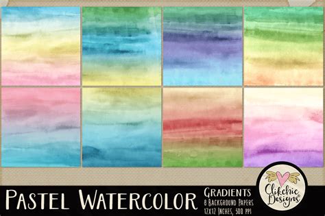 Pastel Watercolor Gradient Texture Papers By Clikchic Designs