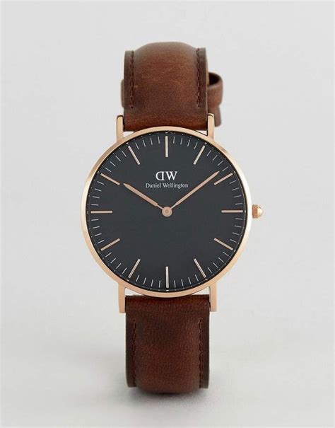 daniel wellington dw00100137 classic black bristol leather watch in brown 36mm leather watch