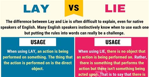 Lay Vs Lie Whats The Difference Between Lie Vs Lay Learn English