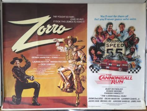 Cinema Poster Zorrocannonball Run 1981 Double Bill Quad Burt