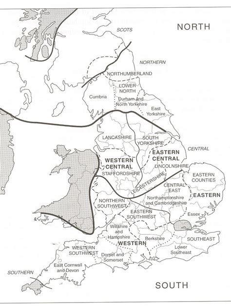 Trudgills 1999 34 Map Of The Traditional Dialect Regions Of England
