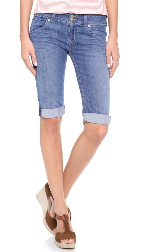 Lyst Hudson Jeans Palerme Knee Cuffed Shorts In Blue