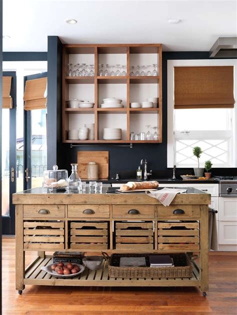 Rustic Kitchen Island With Open Shelving On Walls How Fabulous