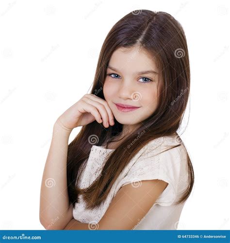 Portrait Of A Charming Brunette Little Girl Stock Photo Image Of Face