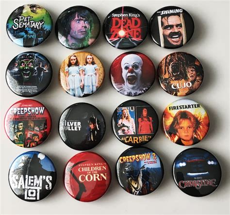 16 Stephen King Movies 125 Button Pin Set Horror Etsy