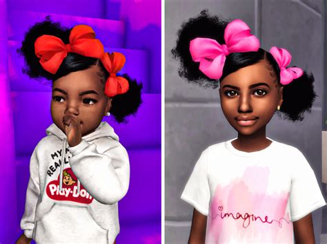 🎀 Lil Mimi And Lil Momo Side Sweep Puffs 🎀 Ebonix Toddler Hair Sims 4