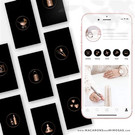 The instagram logo is one of the facebook inc. Black Marble Rose Gold Instagram Covers • Macarons and Mimosas