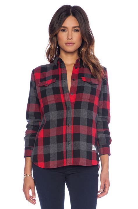 lyst penfield chatham buffalo plaid shirt in red