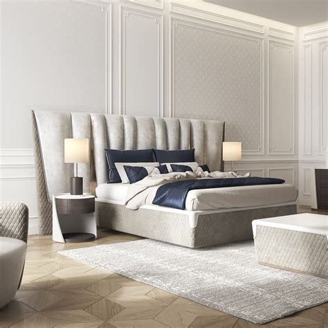Exclusive Modern Italian Upholstered Leather Bed Juliettes Interiors