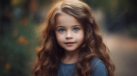 Young Girl Has Long Brown Hair And Big Blue Eyes Background Cute Girl