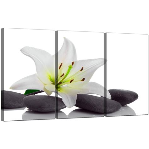 Extra Large Lily Canvas Wall Art 3 Panel For Your Bathroom