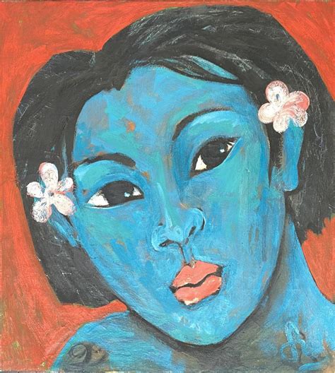 Bid Now Symon Usabali 1947 2020 Blue Portrait Oil On Canvas