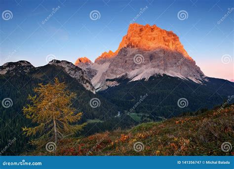 Fantastic Sunset In The Dolomites Mountains South Tirol Italy In