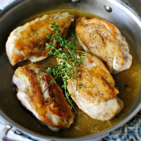 Crispy Skinned Pan Roasted Chicken Breasts Rosemary Thyme Pan Sauce