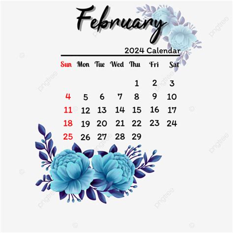 Calendario De Febrero De 2024 Con Flores Png Dibujos Febrero