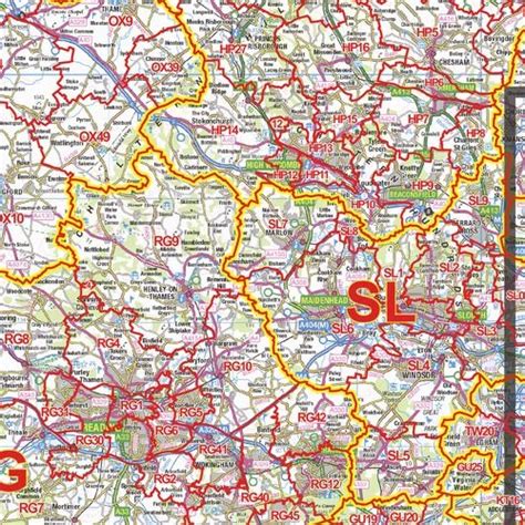 South East England Postcode District Wall Map D Map