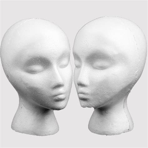 Female White Deflection Head Polystyrene Styrofoam Foam Head Model