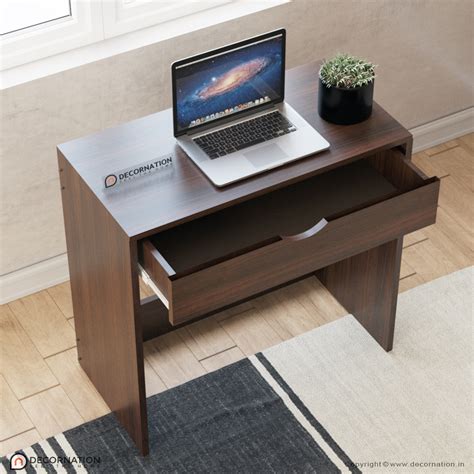 Hera Engineered Wood Laptop Table With Drawer Storage Walnut